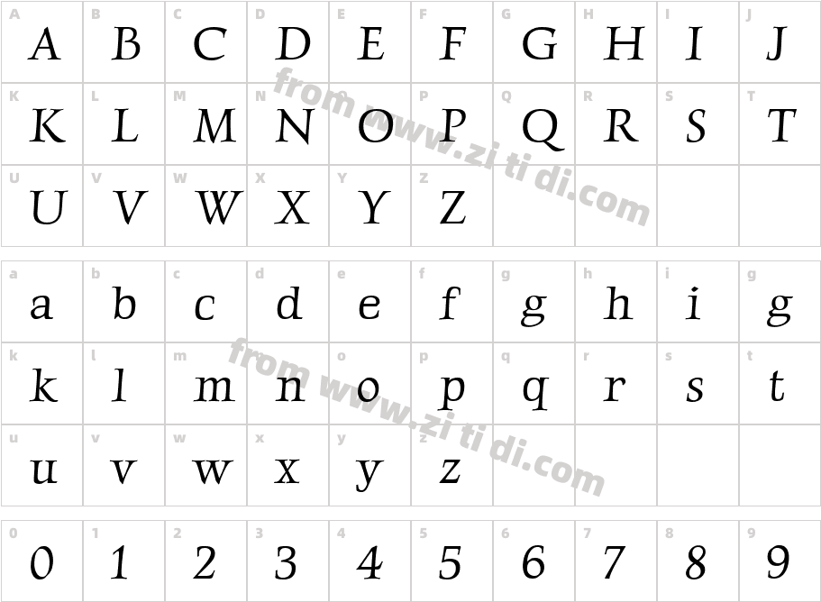 Luxurious Roman Regular字体字体映射图