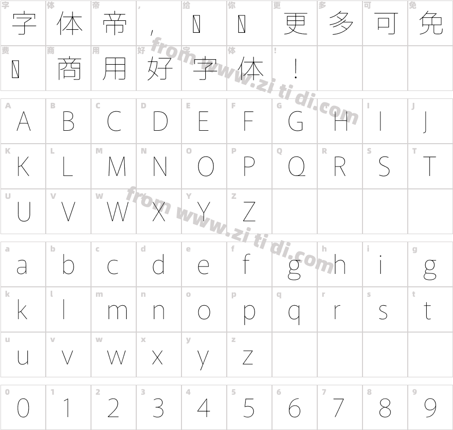 Murecho Thin字体字体映射图