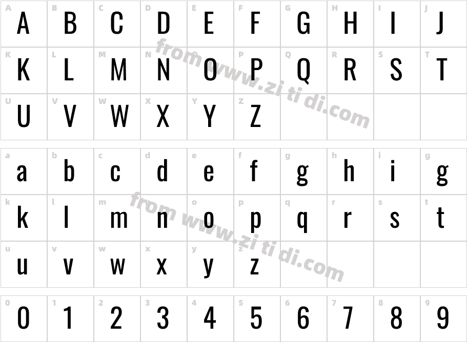 Oswald Regular字体字体映射图