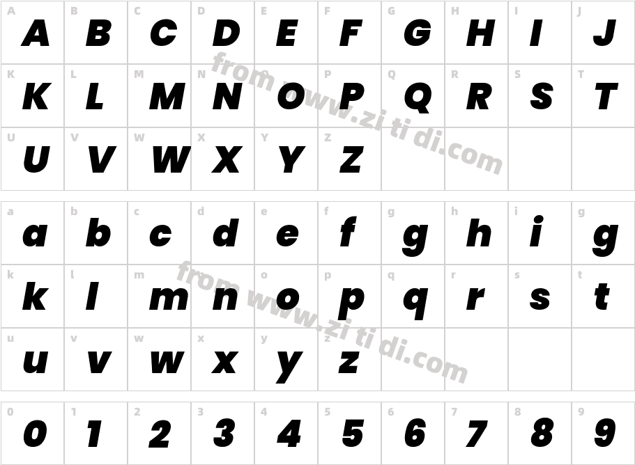 Poppins Black Italic字体字体映射图