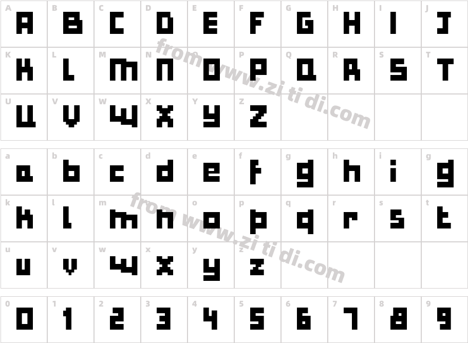 Bulky Pixels字体字体映射图