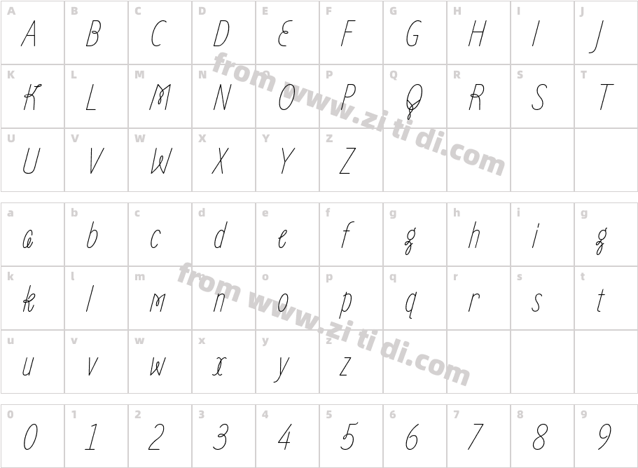 Zen Loop Italic字体字体映射图