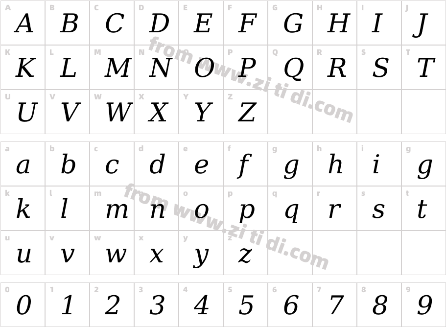 DejaVu Serif字体字体映射图