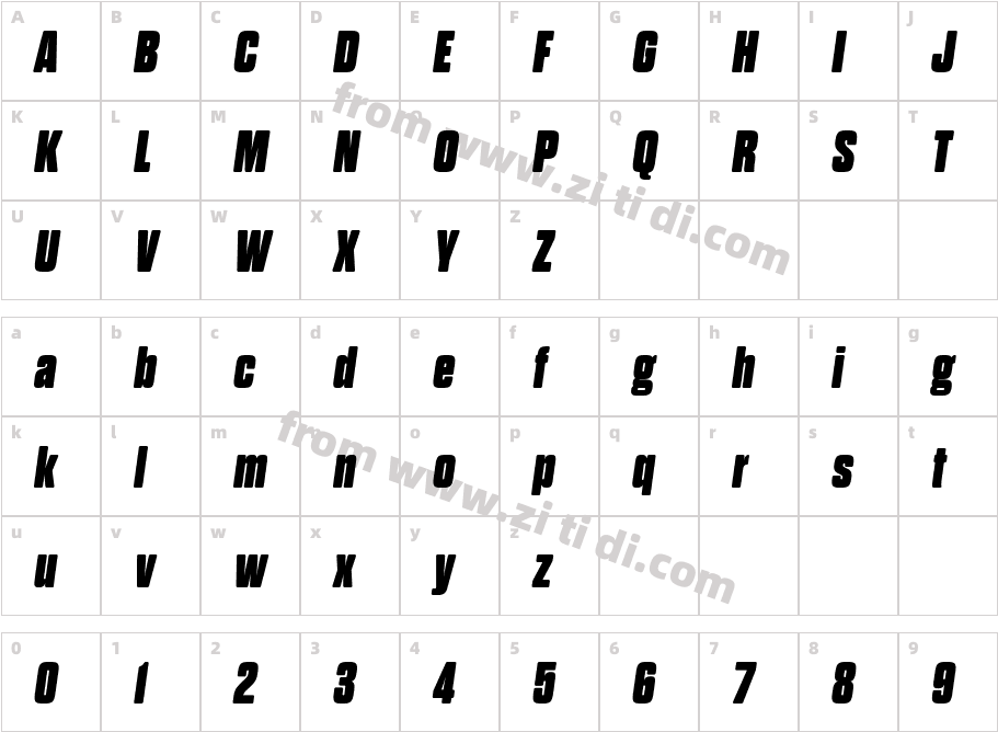 Dharma Gothic Rounded E-HeavyIt字体字体映射图