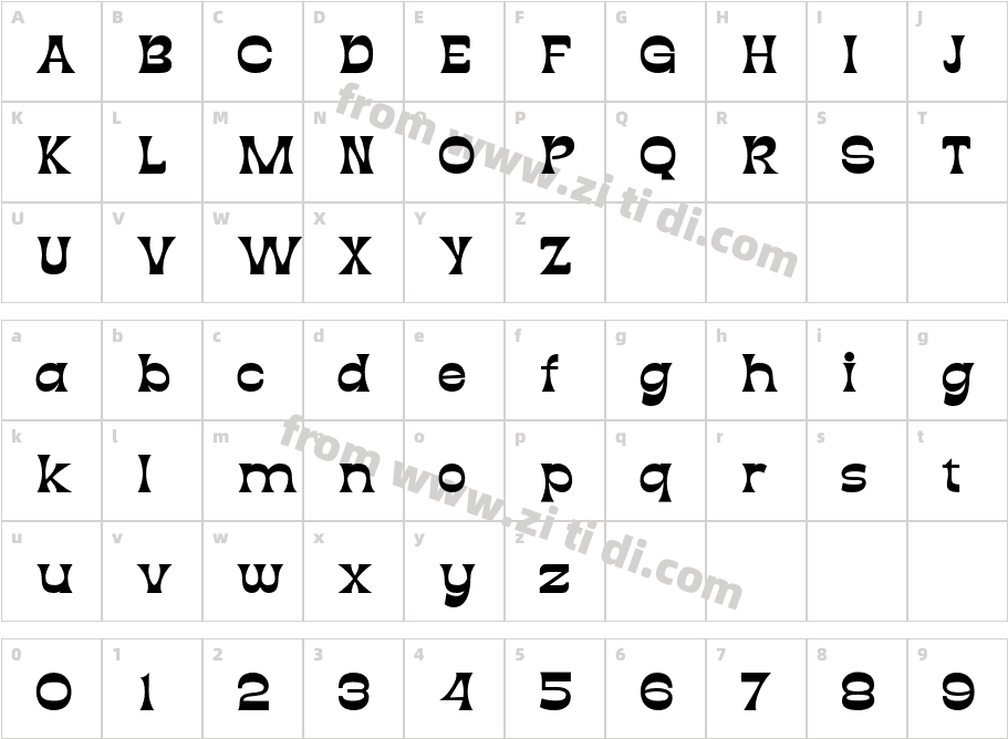 Diazy-Regular字体字体映射图