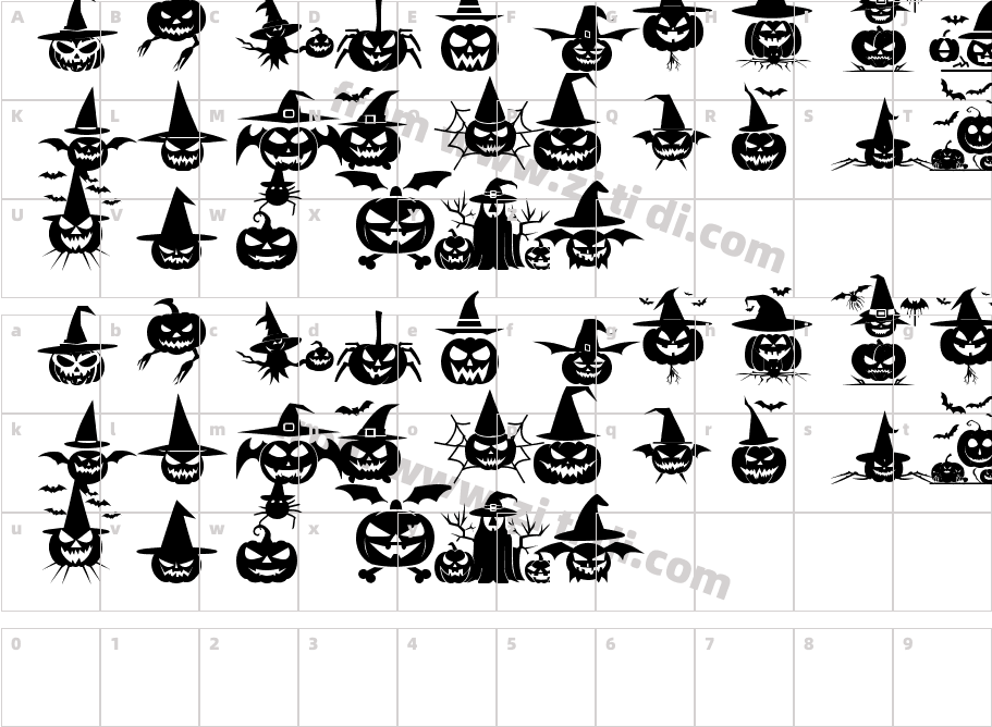 Ding of Halloween ST字体字体映射图