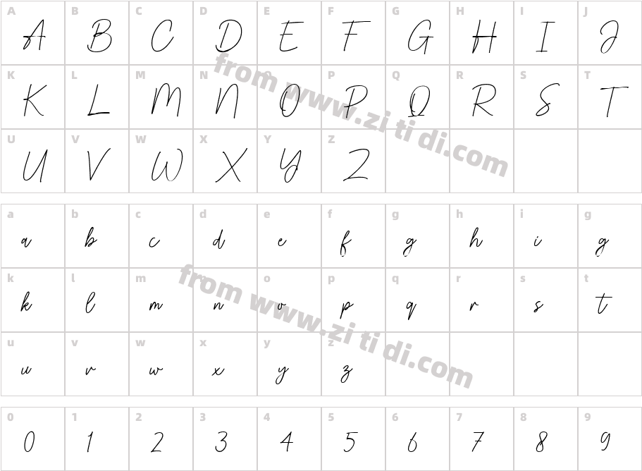 Drettany Signature字体字体映射图