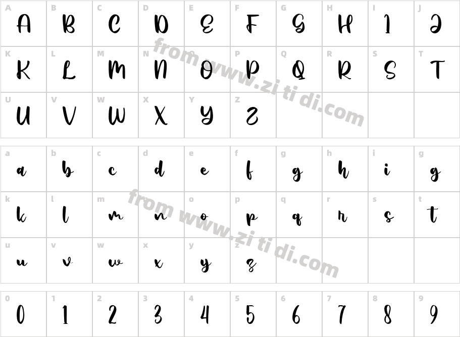 Eastlove Regular字体字体映射图