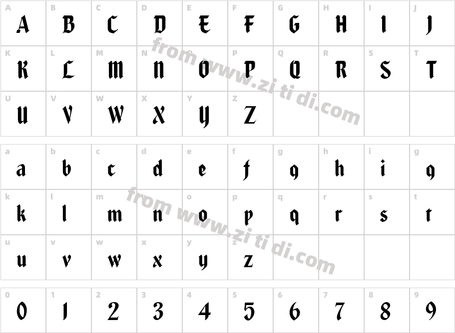 Caligra MN字体字体映射图