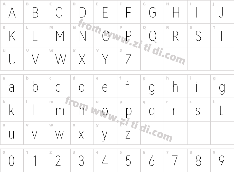 HarmonyOS Sans Condensed Thin字体字体映射图