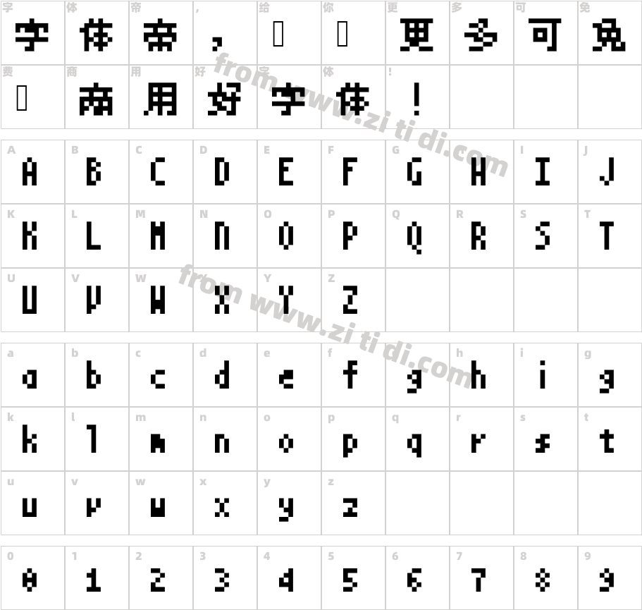 MisakiGothic字体字体映射图