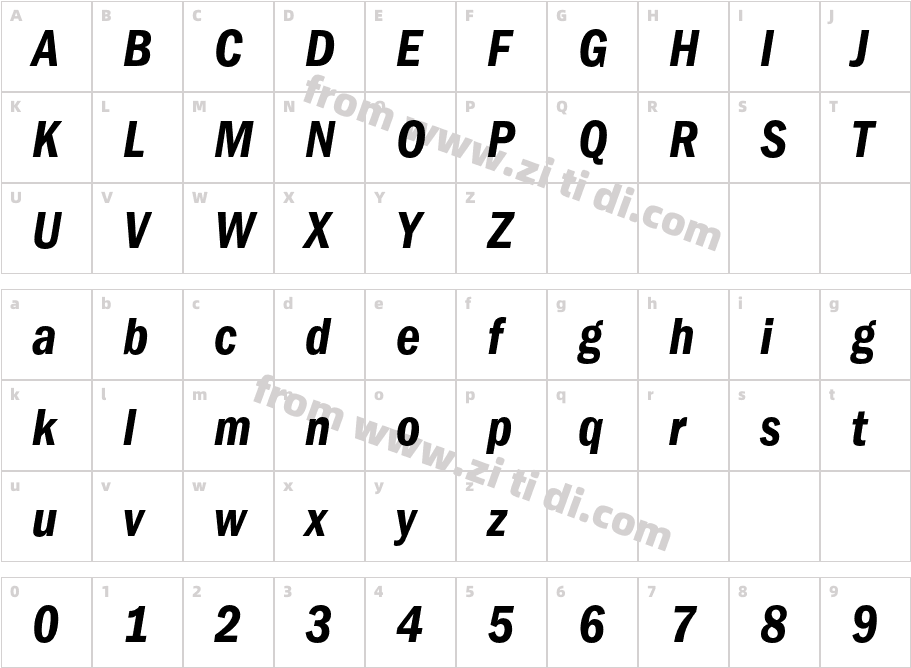 ITC-Franklin-Gothic-Std-Demi-Condensed-Italic_24619字体字体映射图