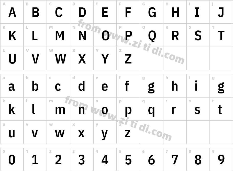 IBM Plex Sans Cond SmBld字体字体映射图