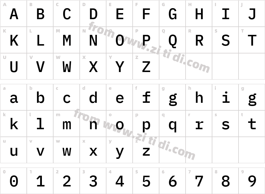 IBM Plex Mono Medium字体字体映射图
