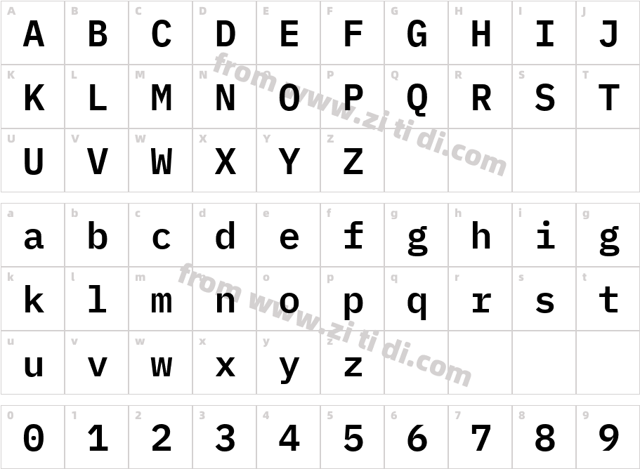 IBM Plex Mono SemiBold字体字体映射图