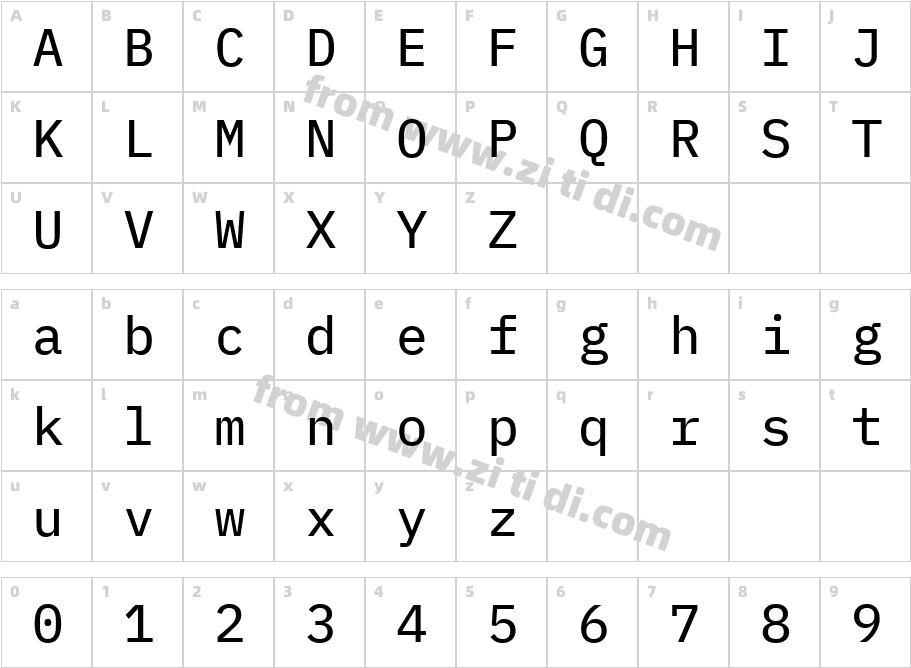 IBM Plex Mono Text字体字体映射图