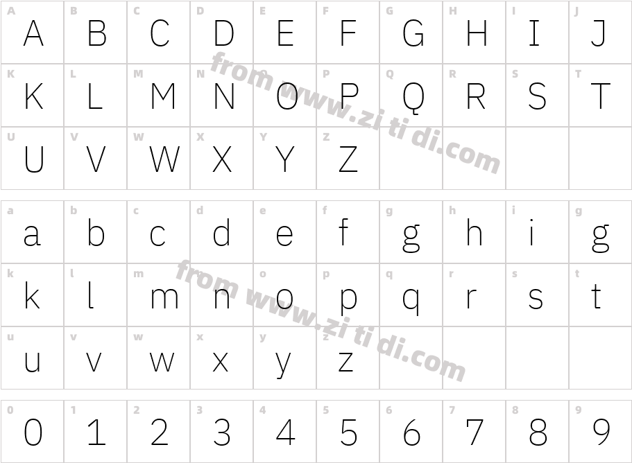 IBM Plex Sans ExtraLight字体字体映射图