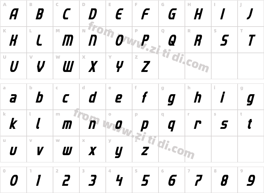 Imaki Condensed字体字体映射图