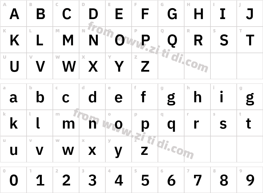 IBM Plex Sans SemiBold字体字体映射图