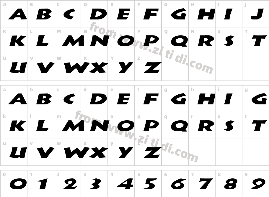 Indy Extended字体字体映射图