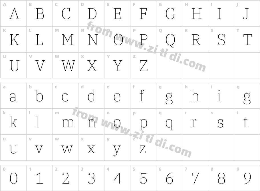 IBM Plex Serif ExtraLight字体字体映射图
