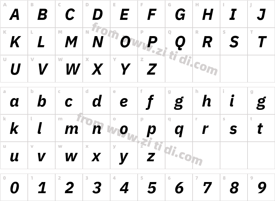 IBMPlexSans-BoldItalic字体字体映射图