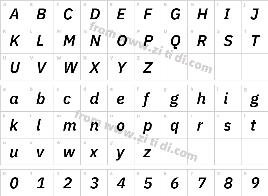 IBMPlexSans-SemiBoldItalic字体字体映射图