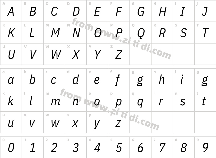 IBMPlexSansCondensed-Italic字体字体映射图