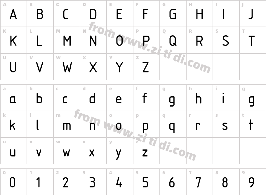 Isonorm MN字体字体映射图