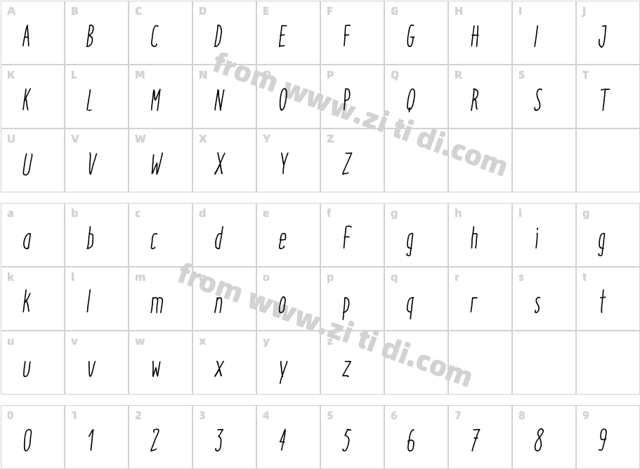 Italo Regular Italic字体字体映射图