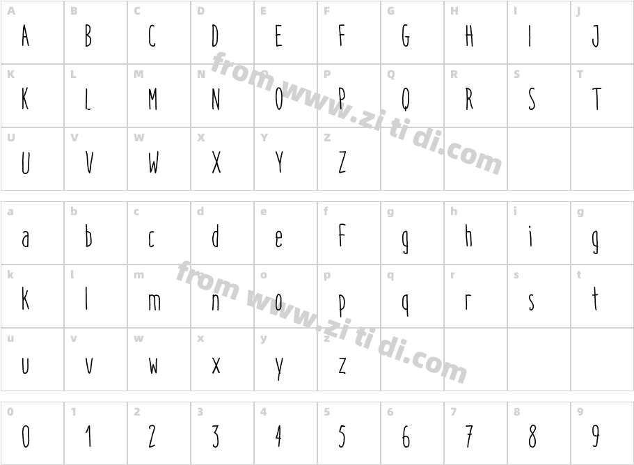 Italo Regular字体字体映射图