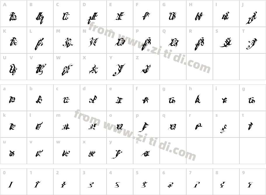 Ivalician Gothic字体字体映射图