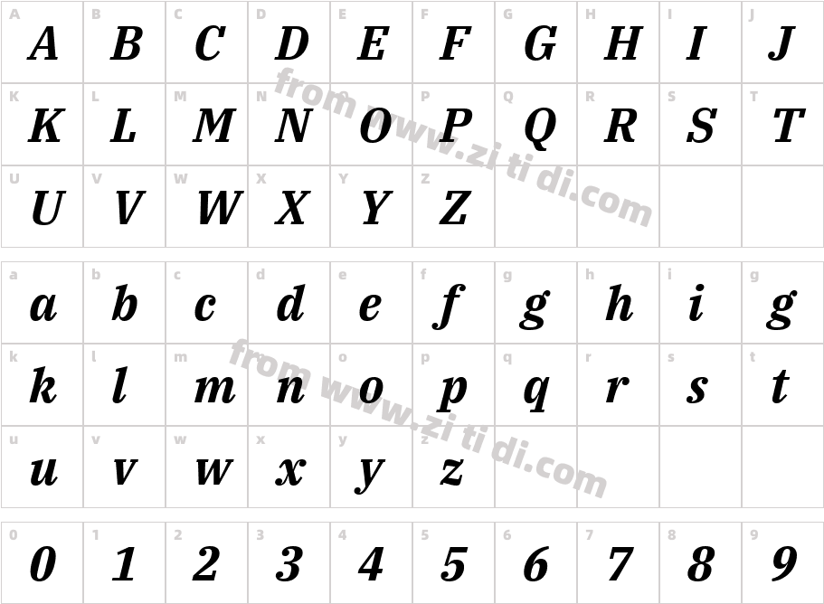 IBMPlexSerif-BoldItalic字体字体映射图