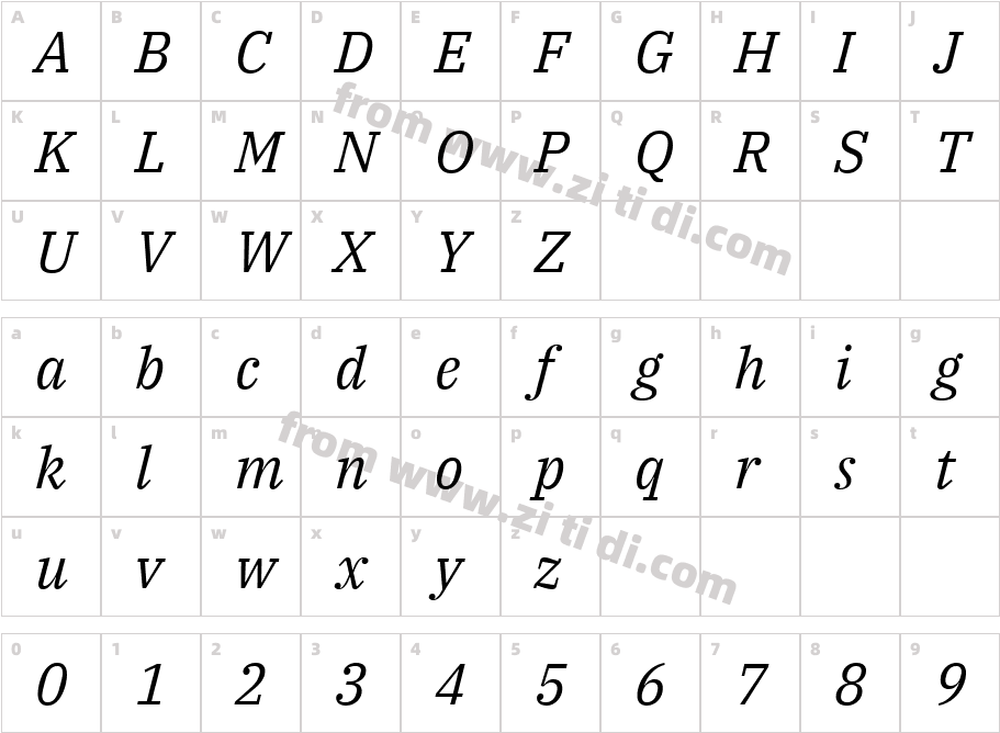 IBMPlexSerif-Italic字体字体映射图