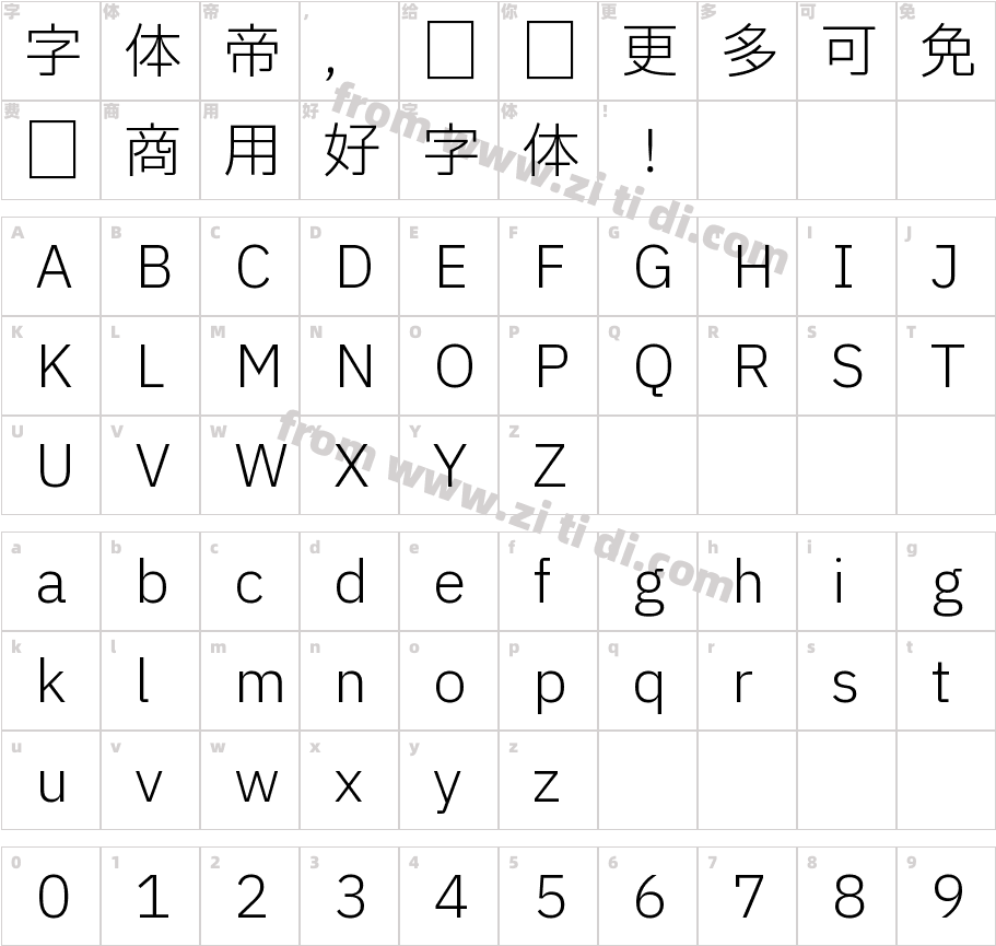 IBM Plex Sans JP Light字体字体映射图