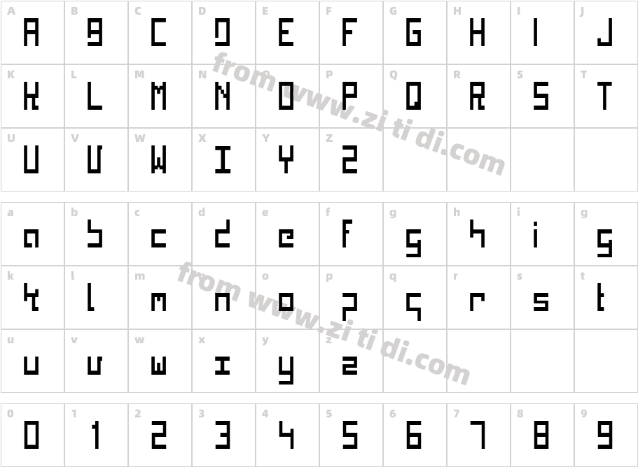 Kinkub flat字体字体映射图