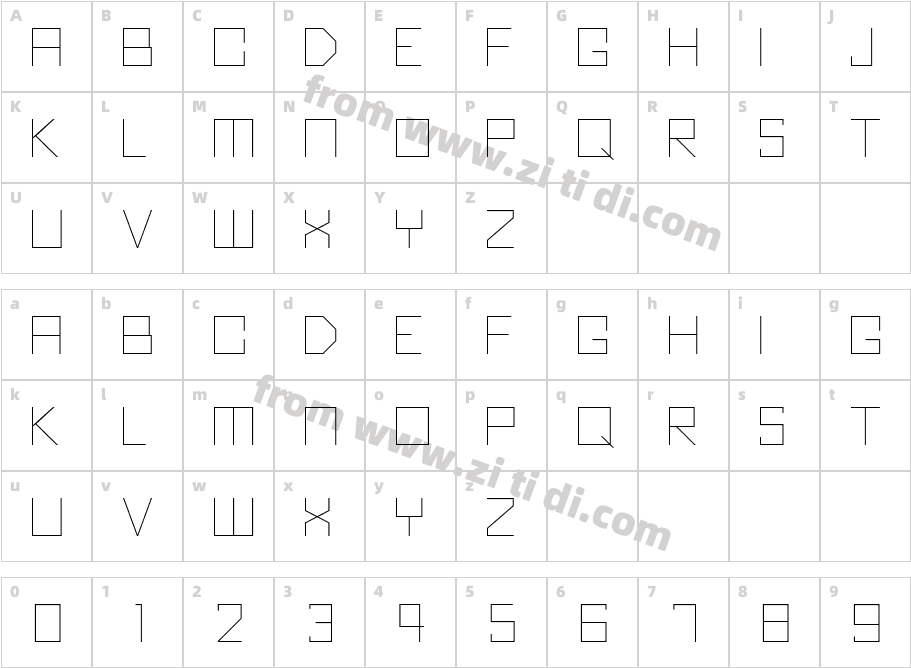 Kubus Thin字体字体映射图