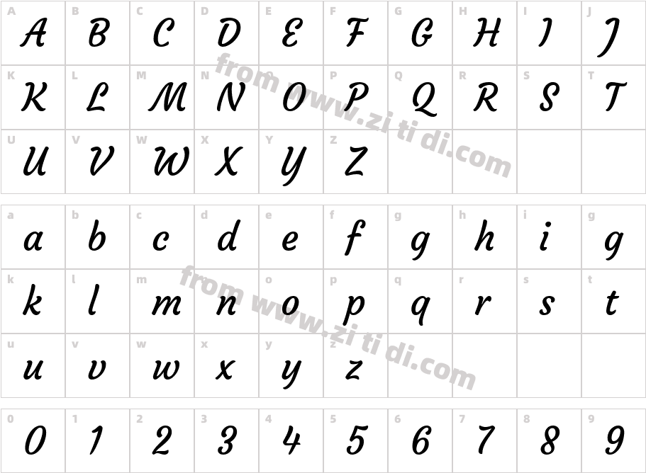 Courgette Regular字体字体映射图