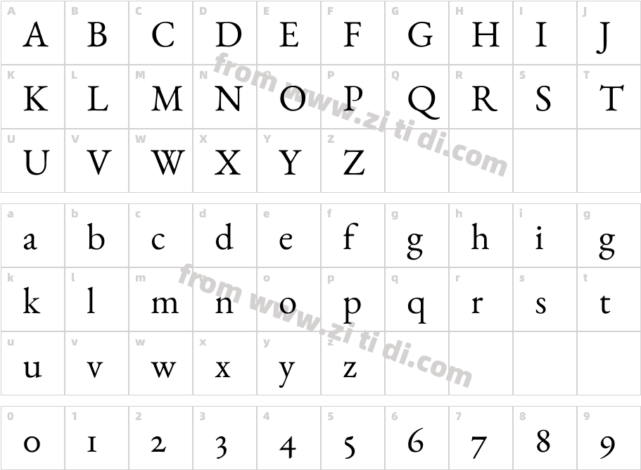 EB Garamond字体字体映射图