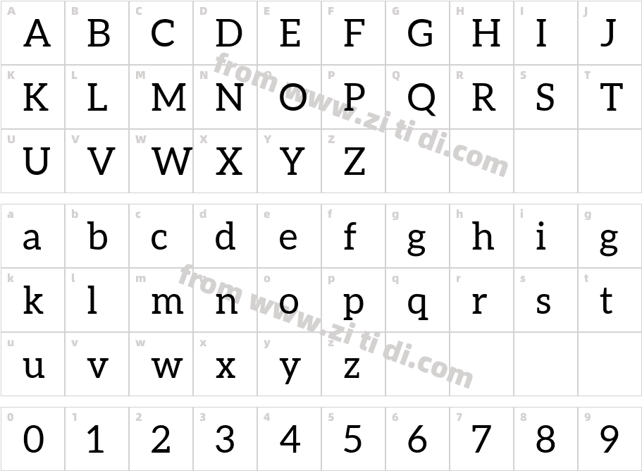Aleo-Regular字体字体映射图