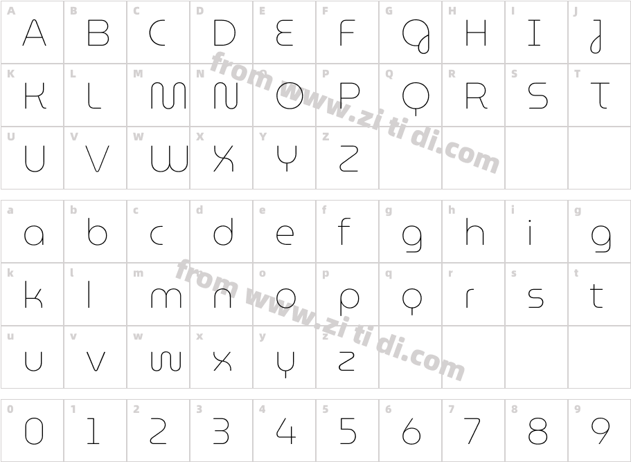 MuseoModerno Thin字体字体映射图