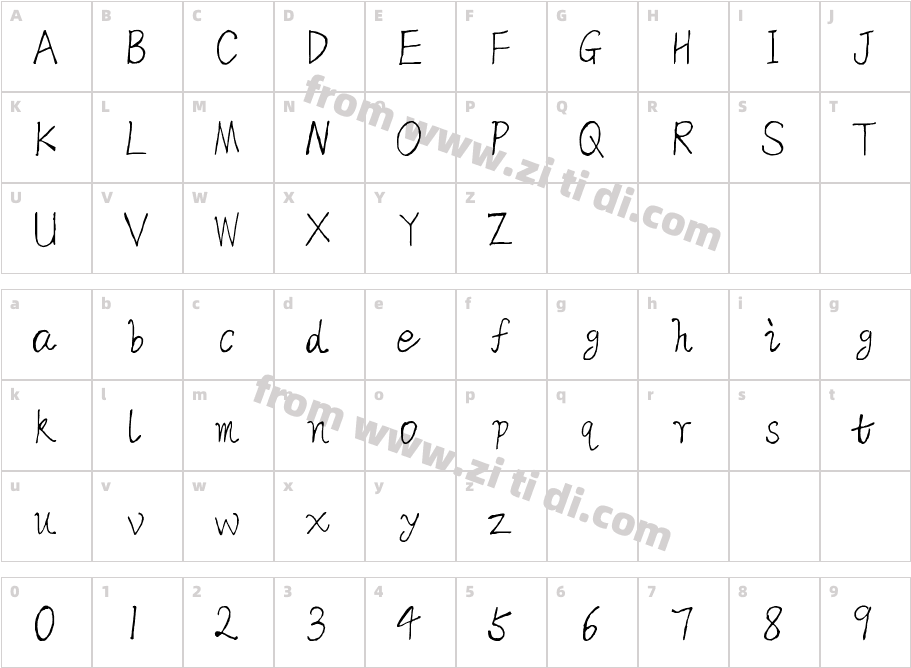 ZhiyongWrite字体字体映射图