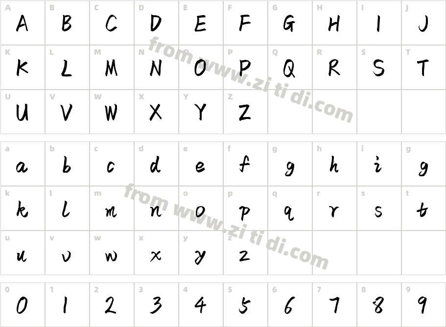 Zhiyong Elegant字体字体映射图