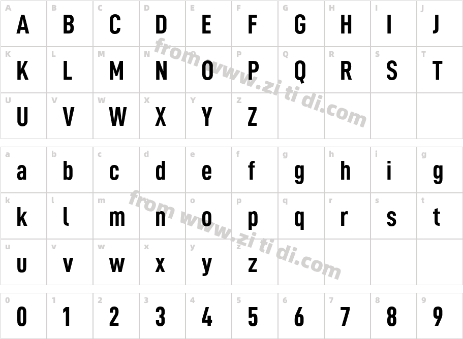 D-DIN Condensed字体字体映射图