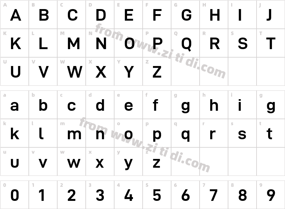 D-DIN Exp字体字体映射图