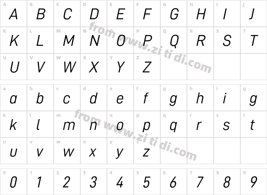 D-DIN-Italic字体字体映射图
