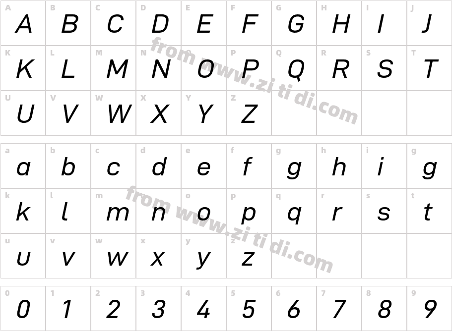 D-DINExp-Italic字体字体映射图