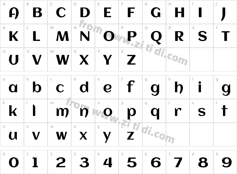 Aclonica Regular字体字体映射图