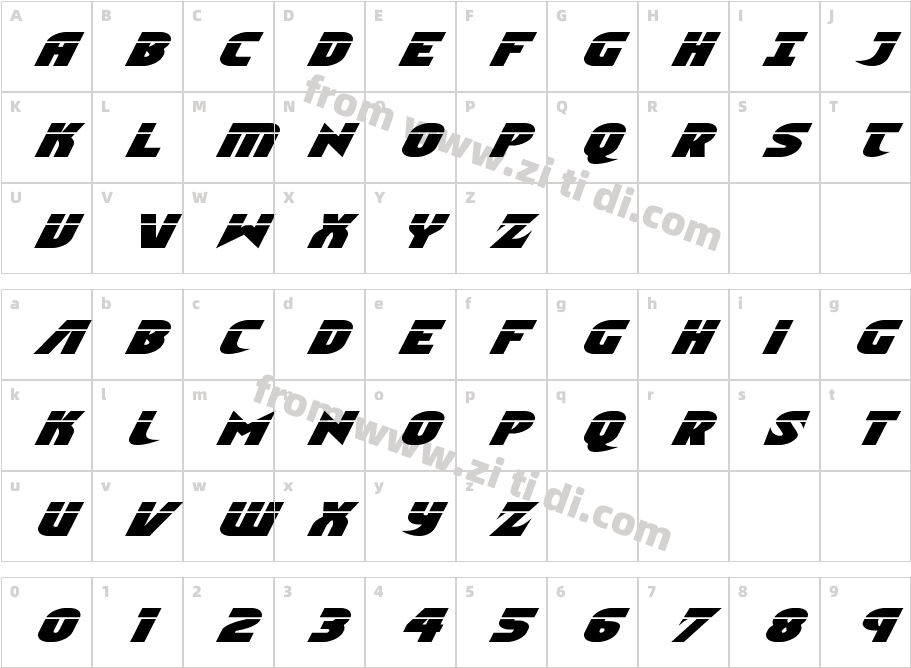 Ninja Garden Laser Italic字体字体映射图