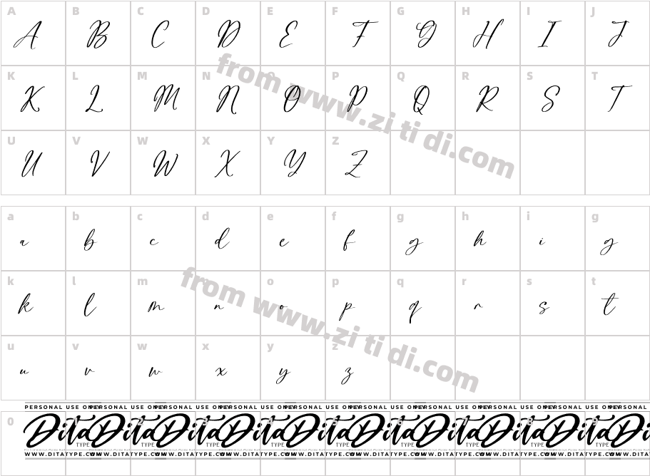 Rosalline Handwritten字体字体映射图
